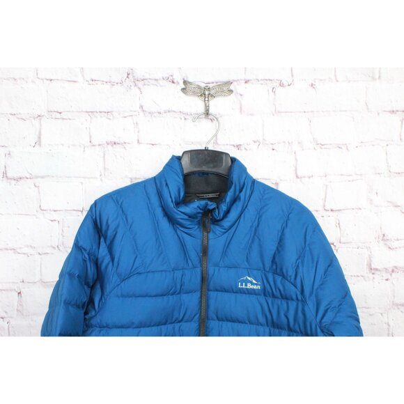 LL Bean Beans Down Jacket Full Zip Quilted Fleece Lined Polyester Blue L - Picture 2 of 10